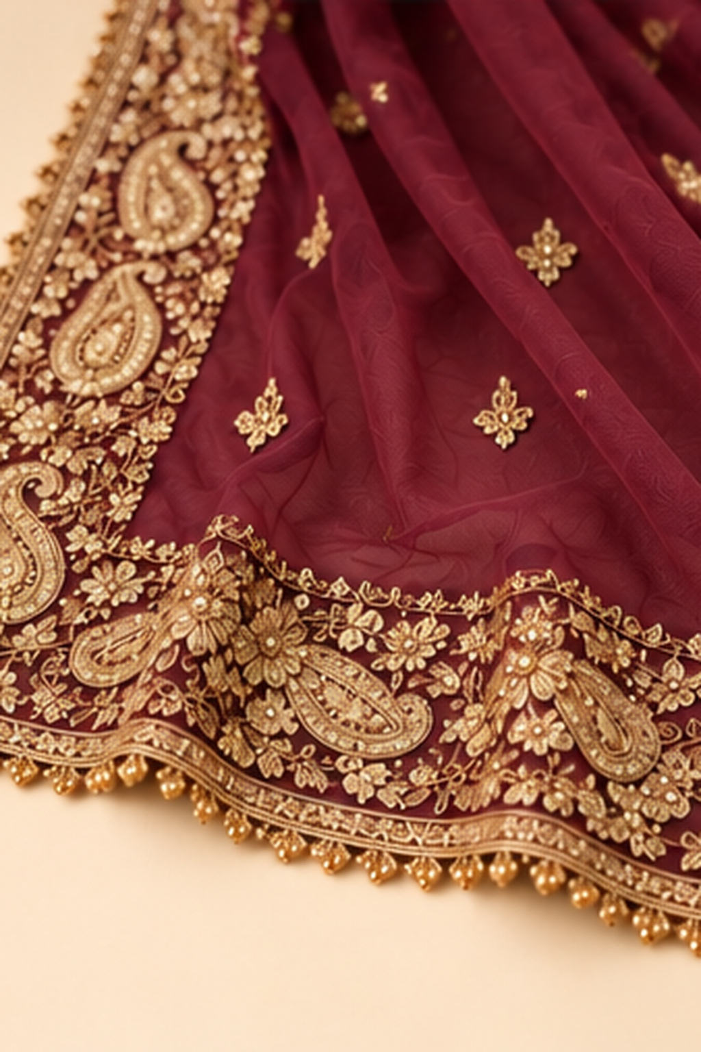 Royal Zari Embroidered Chiffon Dupatta