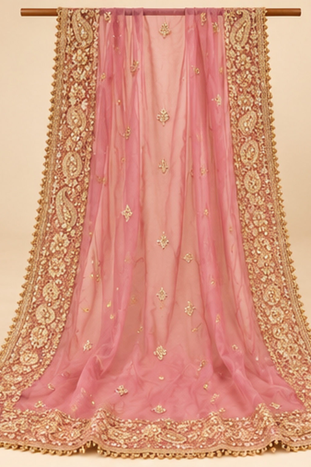 Royal Zari Embroidered Chiffon Dupatta