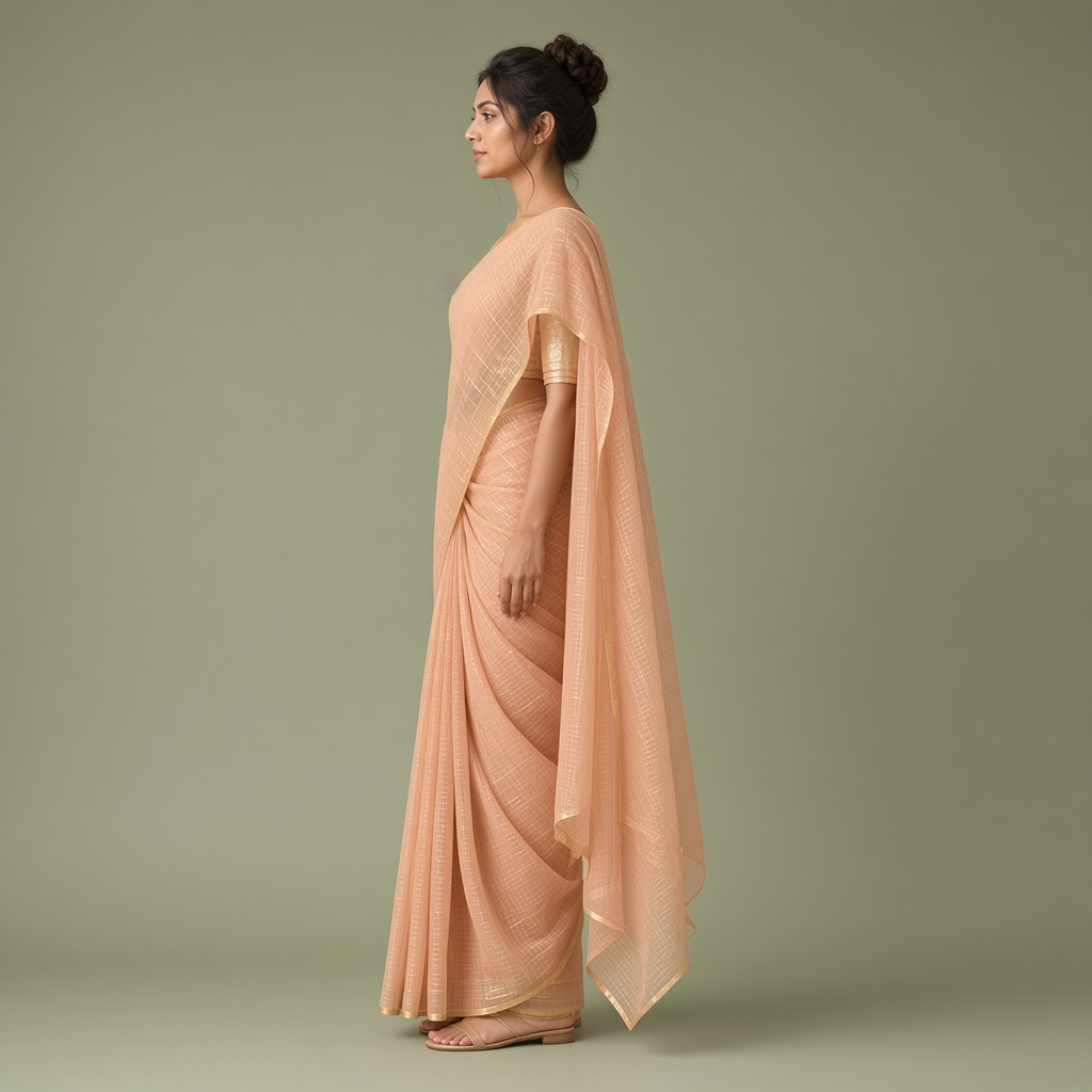 Apricot Chanderi Saree