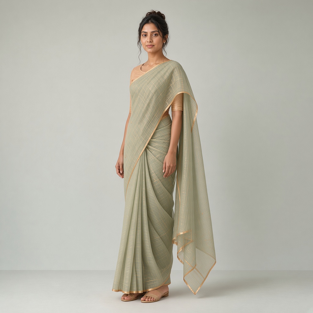 Apricot Chanderi Saree