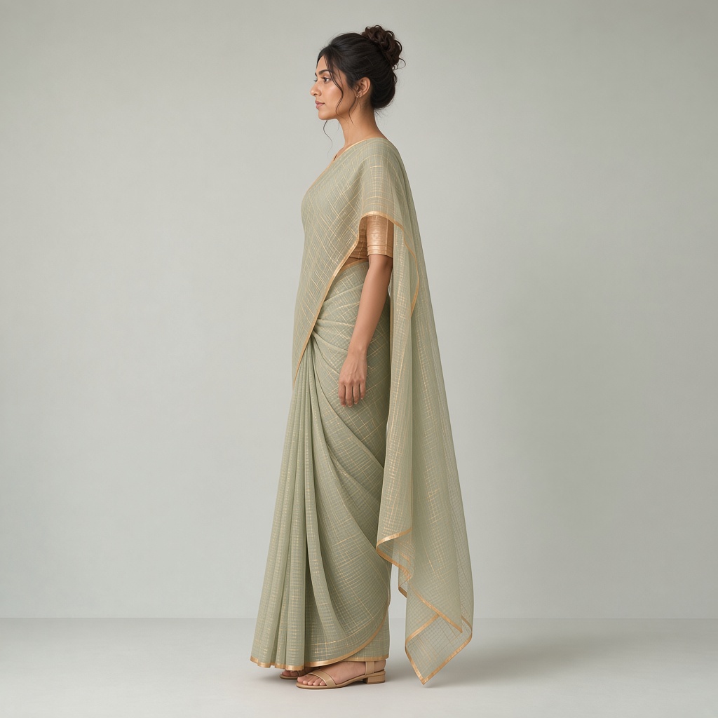 Apricot Chanderi Saree