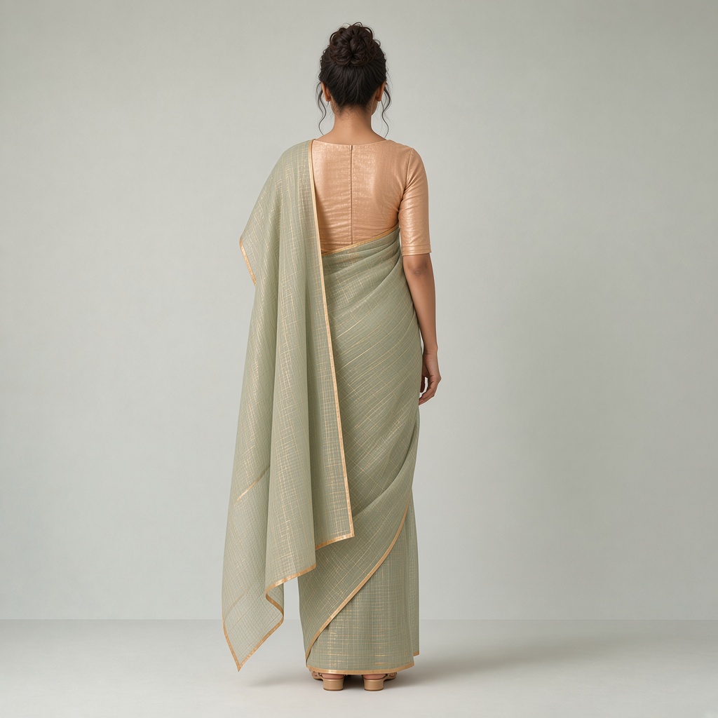 Apricot Chanderi Saree