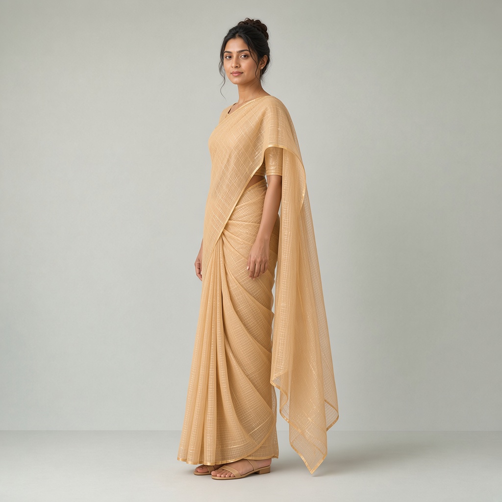 Apricot Chanderi Saree
