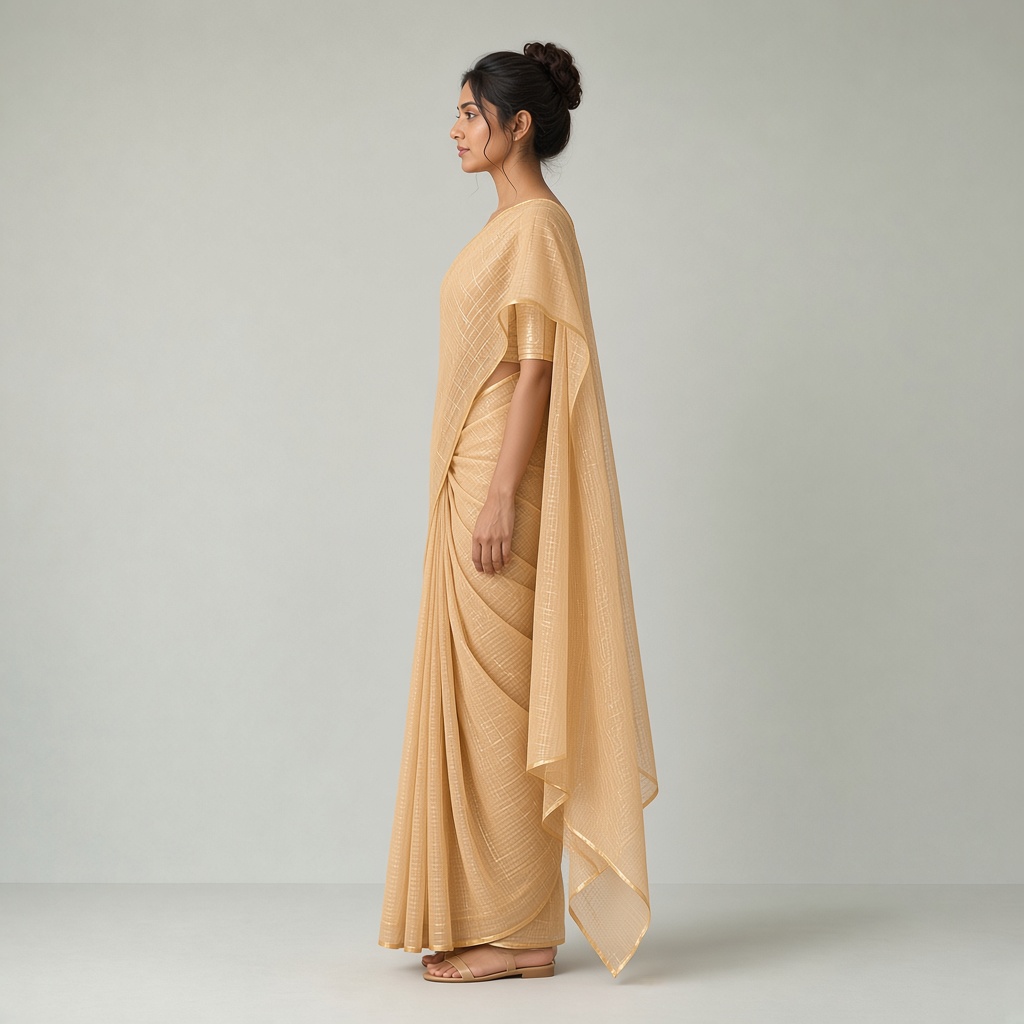 Apricot Chanderi Saree
