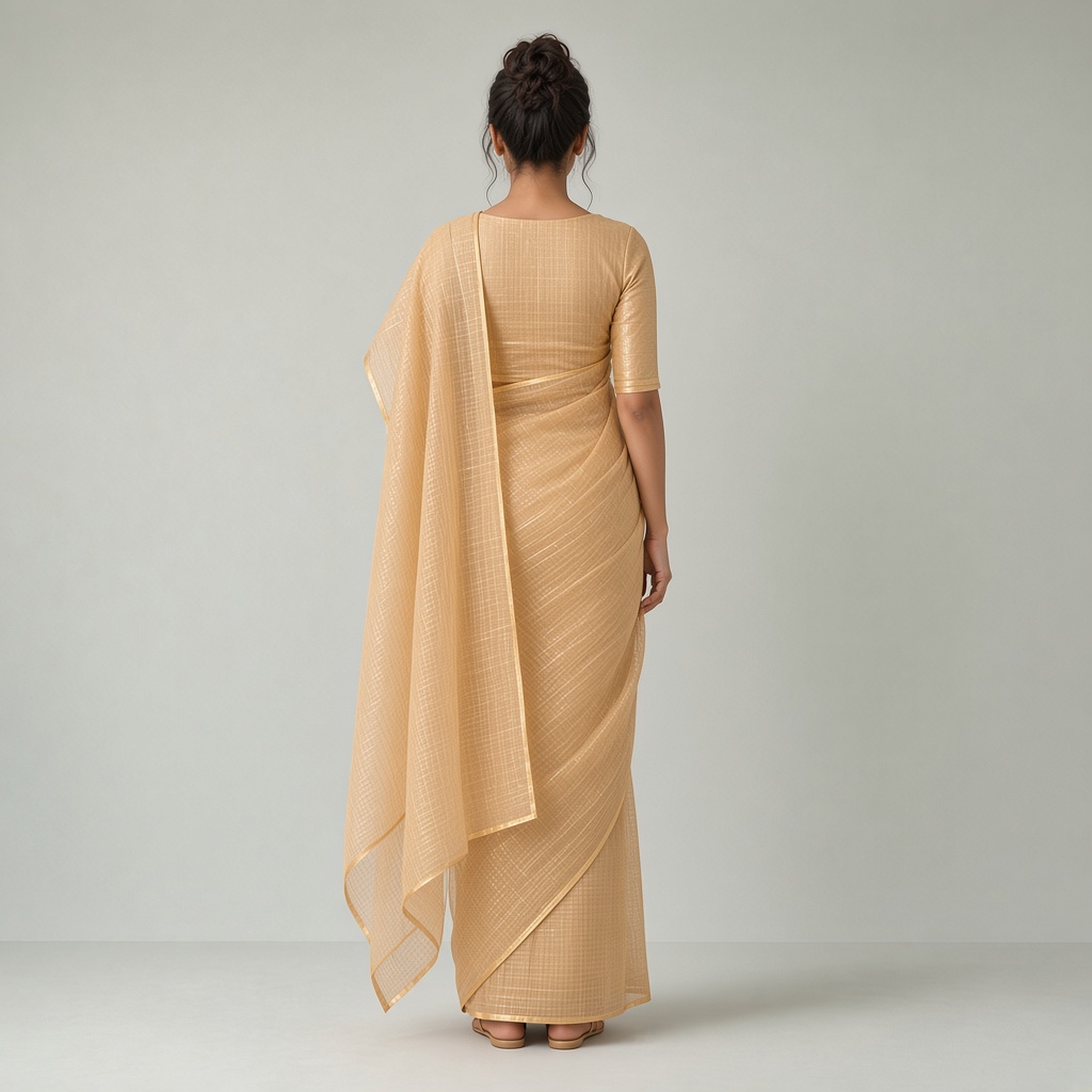 Apricot Chanderi Saree