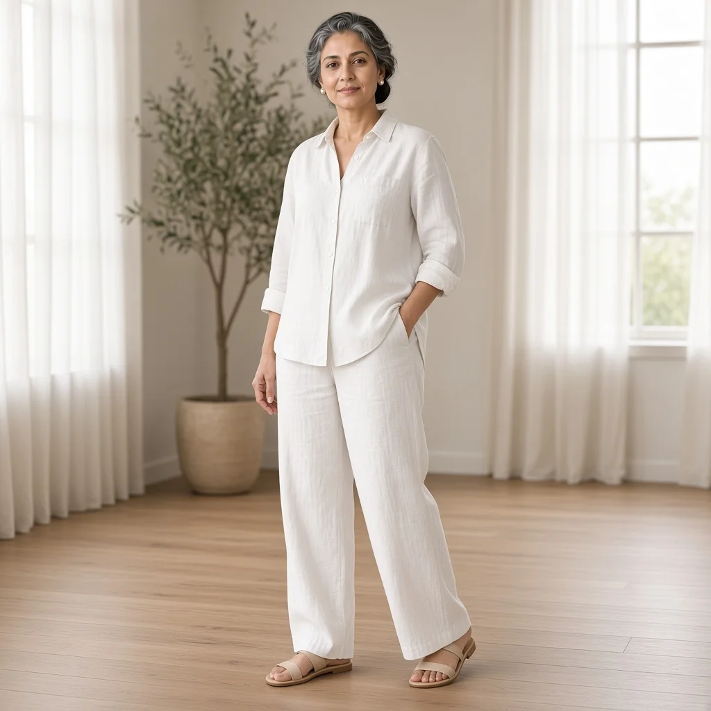Beige Linen Relaxed Co-ord Set
