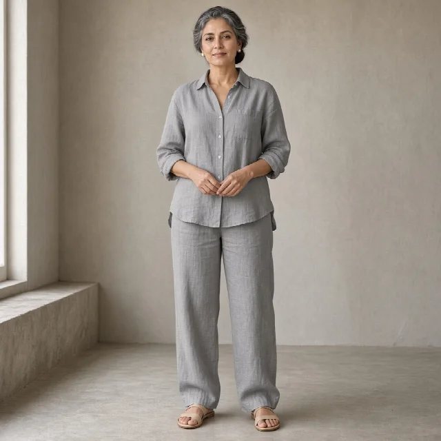 Beige Linen Relaxed Co-ord Set thumbnail