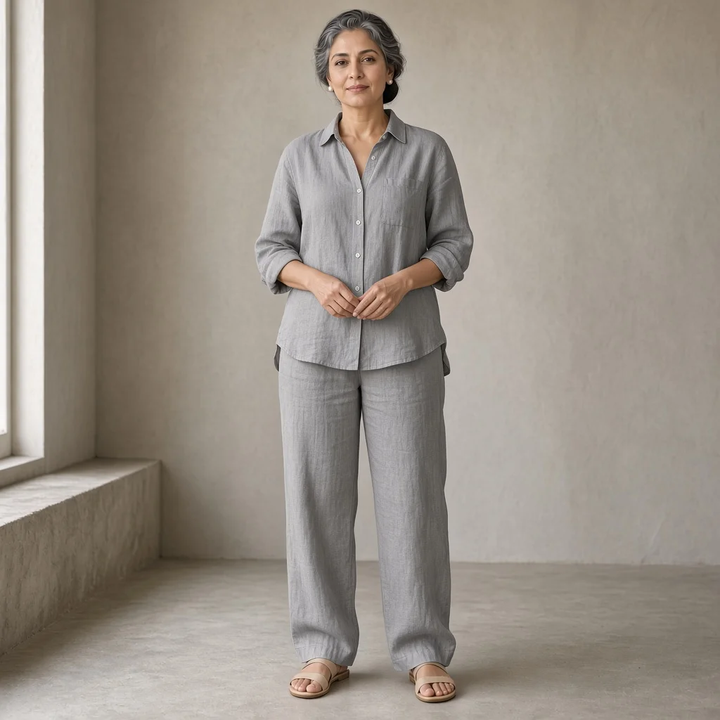 Beige Linen Relaxed Co-ord Set