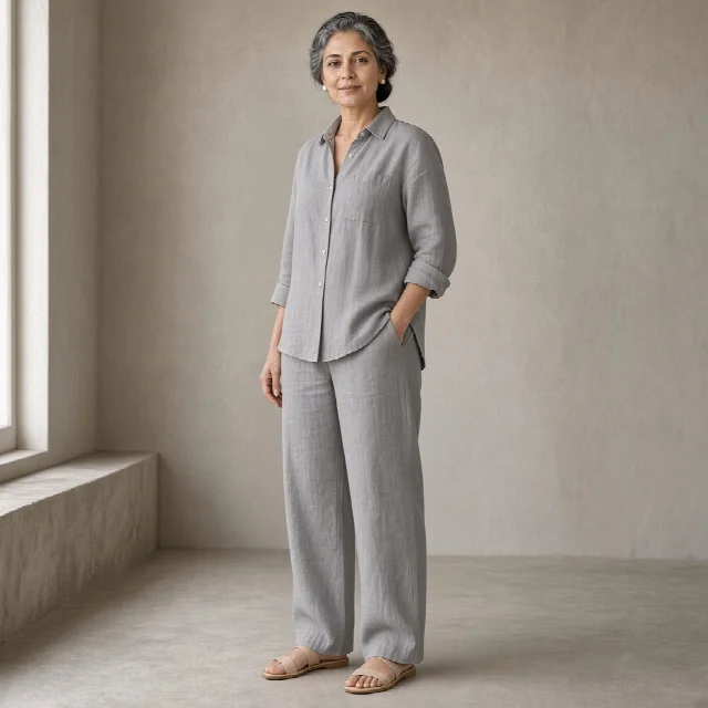 Beige Linen Relaxed Co-ord Set thumbnail