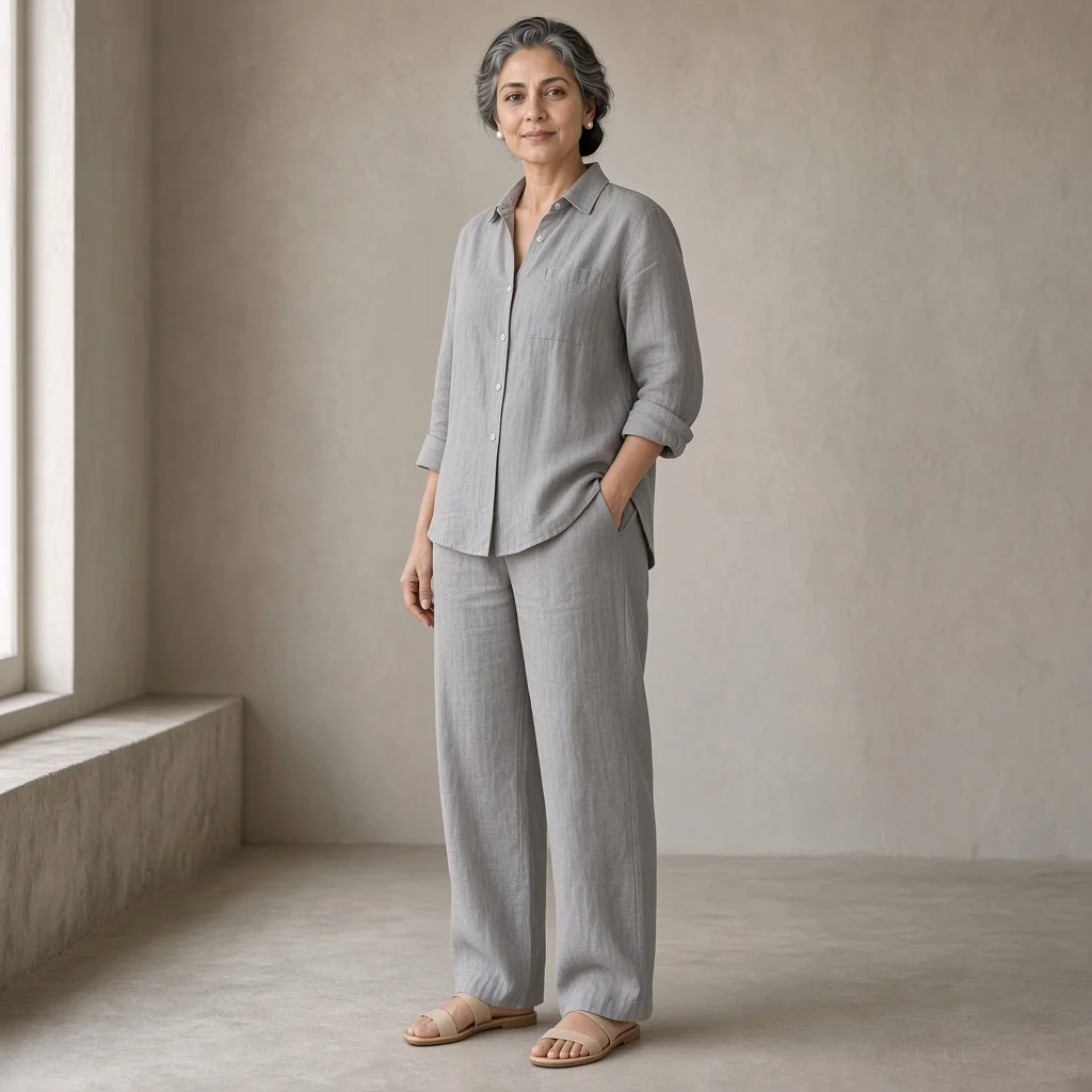 Beige Linen Relaxed Co-ord Set