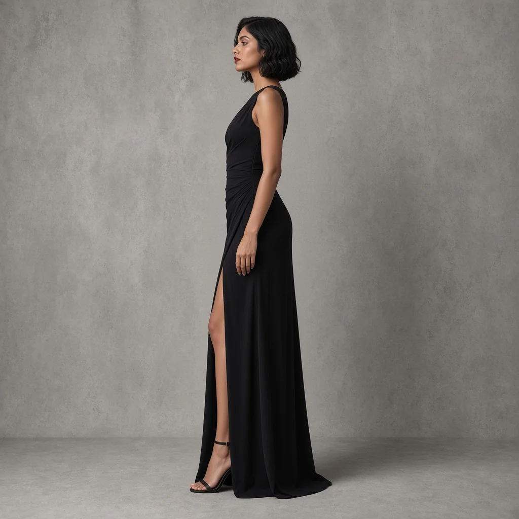 Black Asymmetric Indo-Western Gown