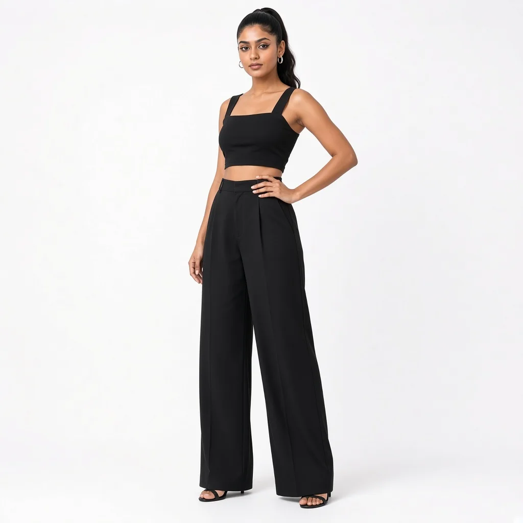 Black Crop and Palazzo Co-ord Set