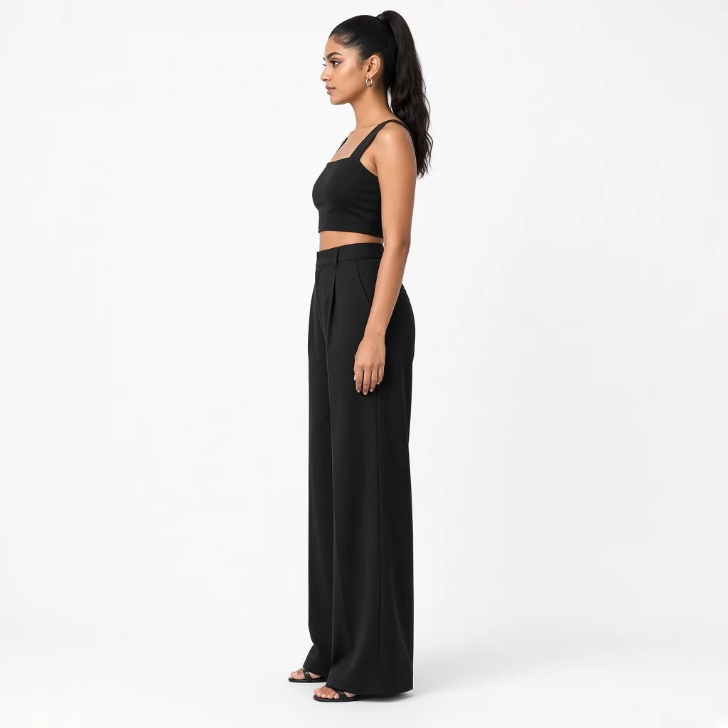 Black Crop and Palazzo Co-ord Set