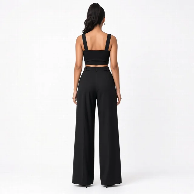 Black Crop and Palazzo Co-ord Set