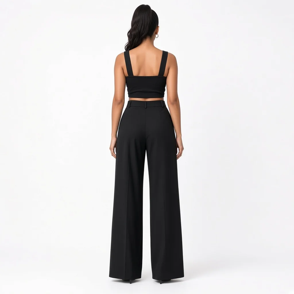 Black Crop and Palazzo Co-ord Set