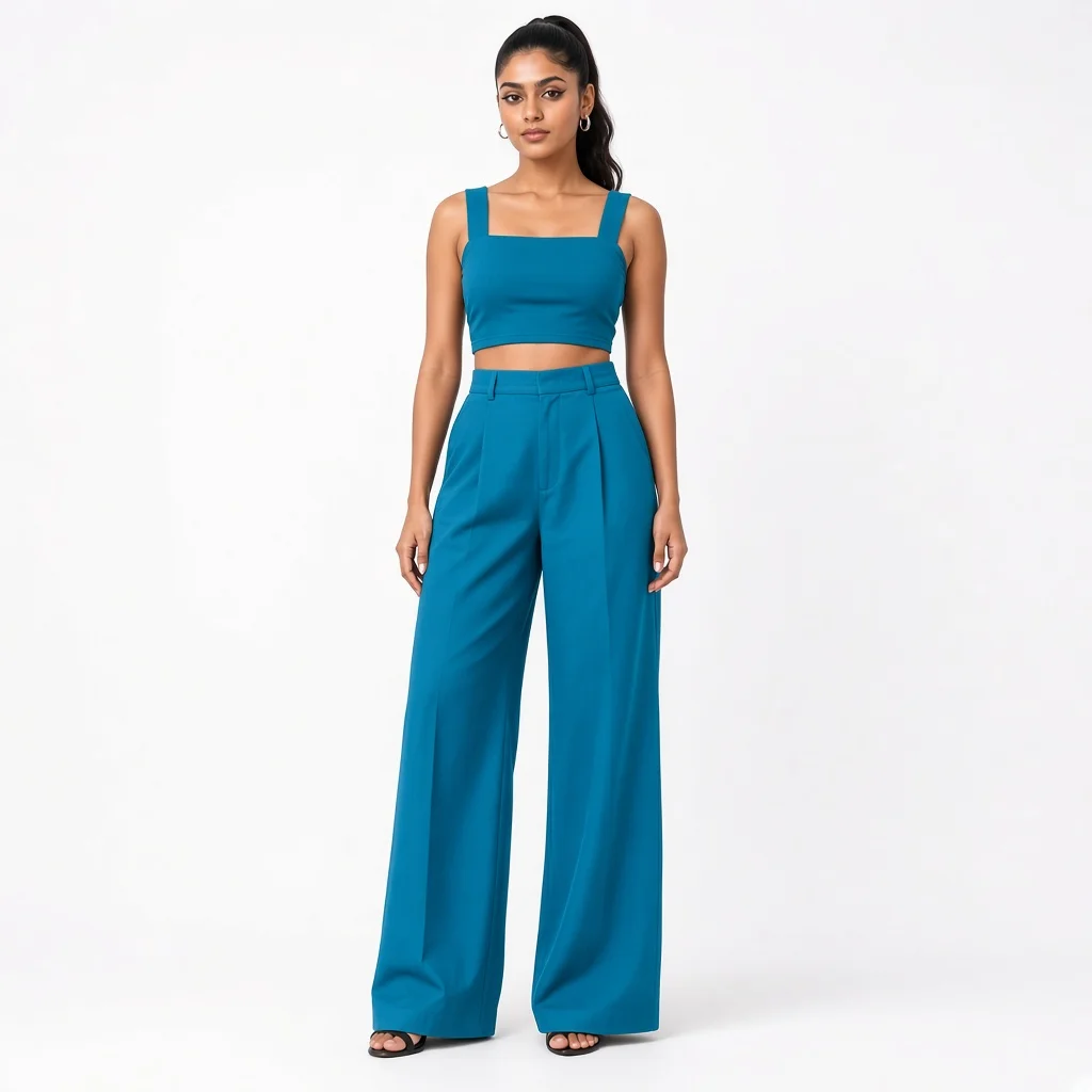 Black Crop and Palazzo Co-ord Set