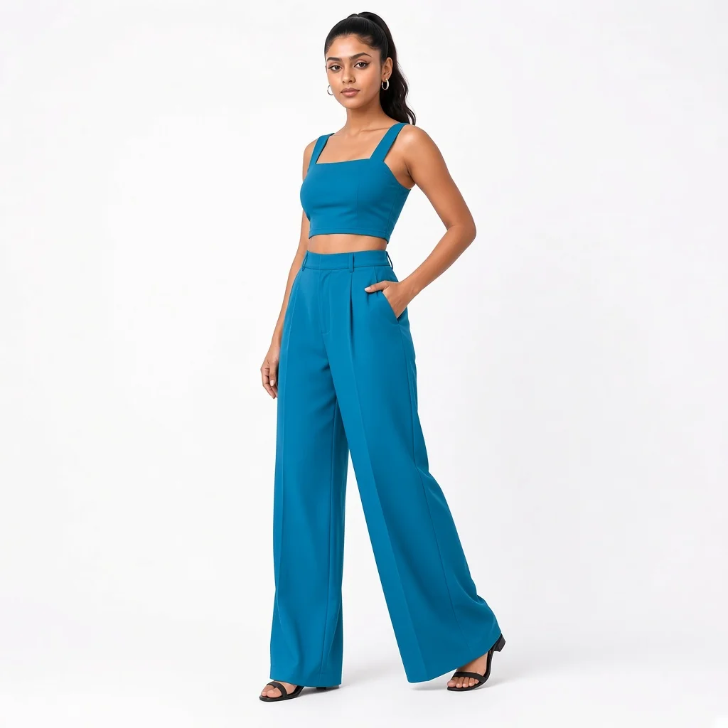 Black Crop and Palazzo Co-ord Set