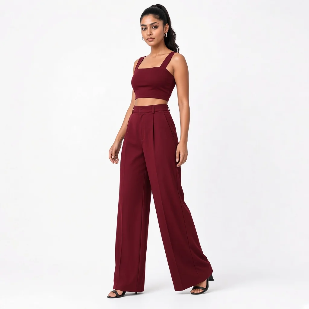 Black Crop and Palazzo Co-ord Set