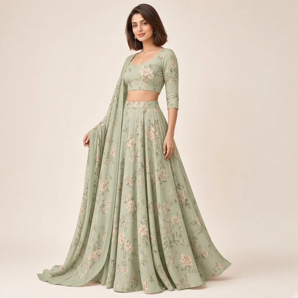 Blossom Flare Floral Lehenga Set