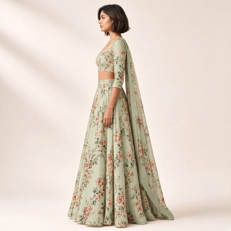 Blossom Flare Floral Lehenga Set thumbnail