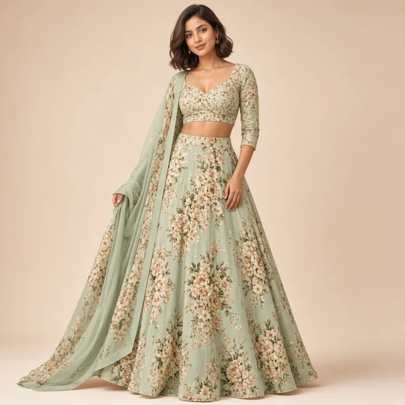 Blossom Flare Floral Lehenga Set thumbnail