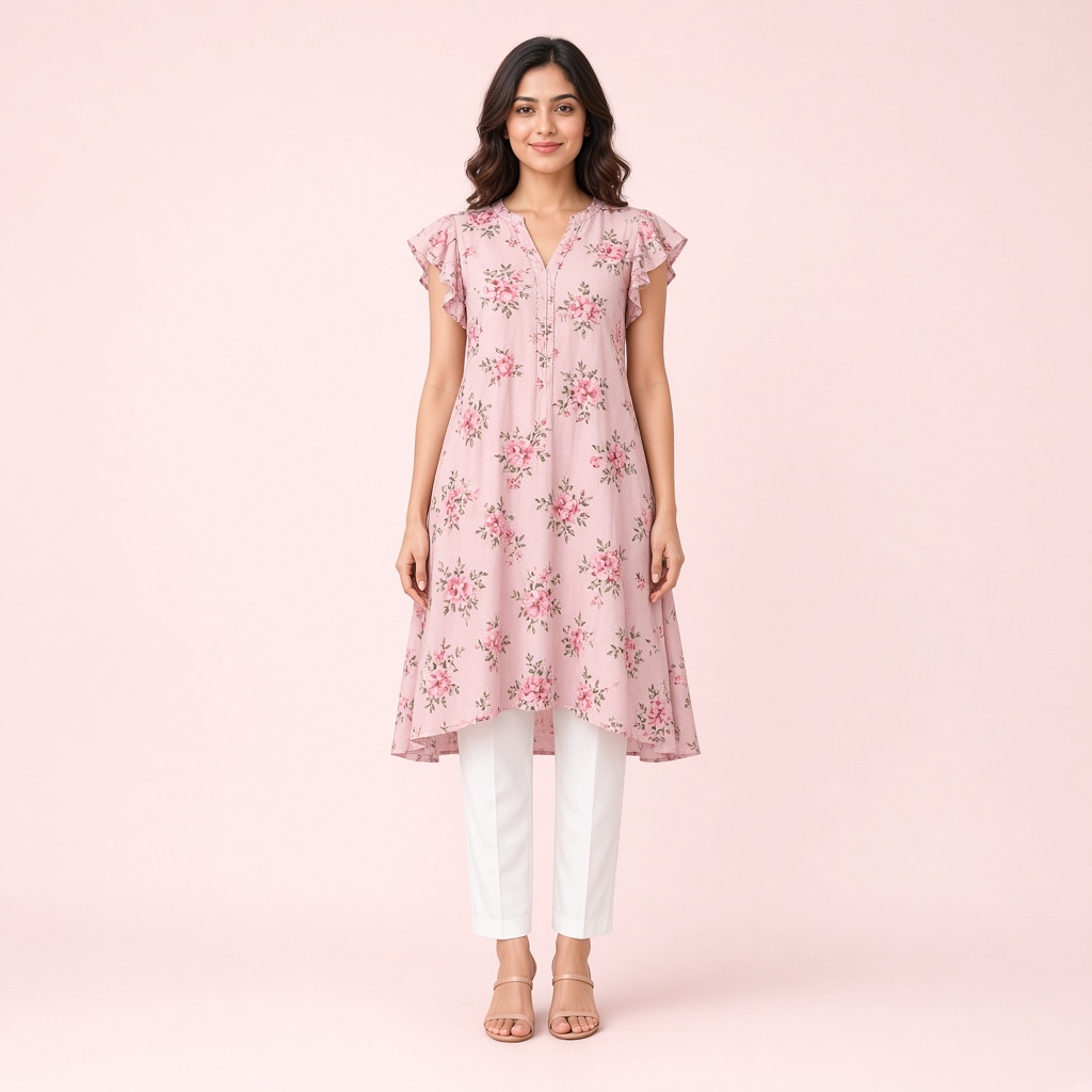 Blush Floral A-Line Kurti