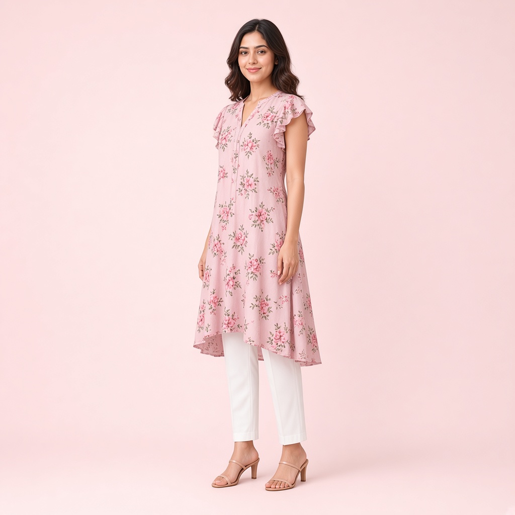 Blush Floral A-Line Kurti