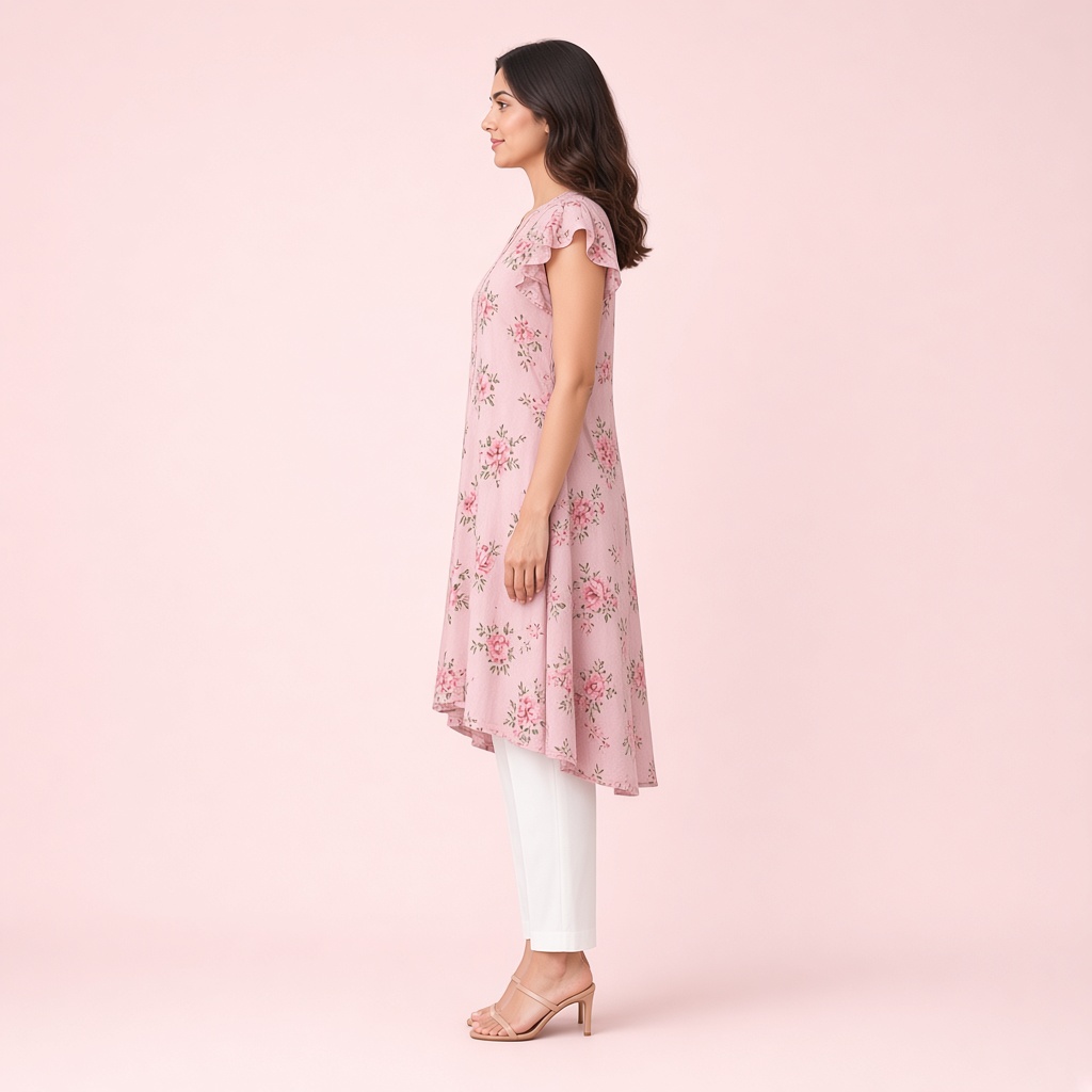 Blush Floral A-Line Kurti