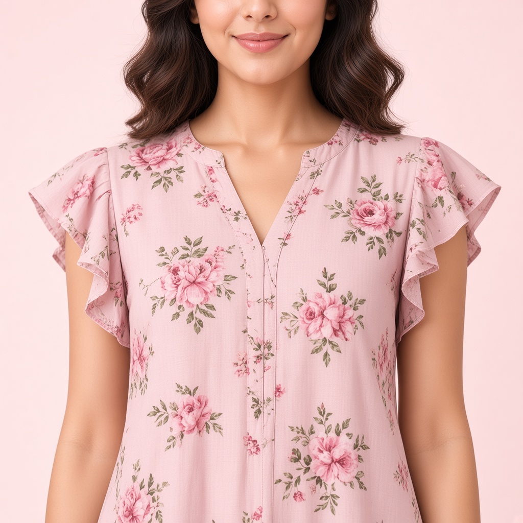 Blush Floral A-Line Kurti