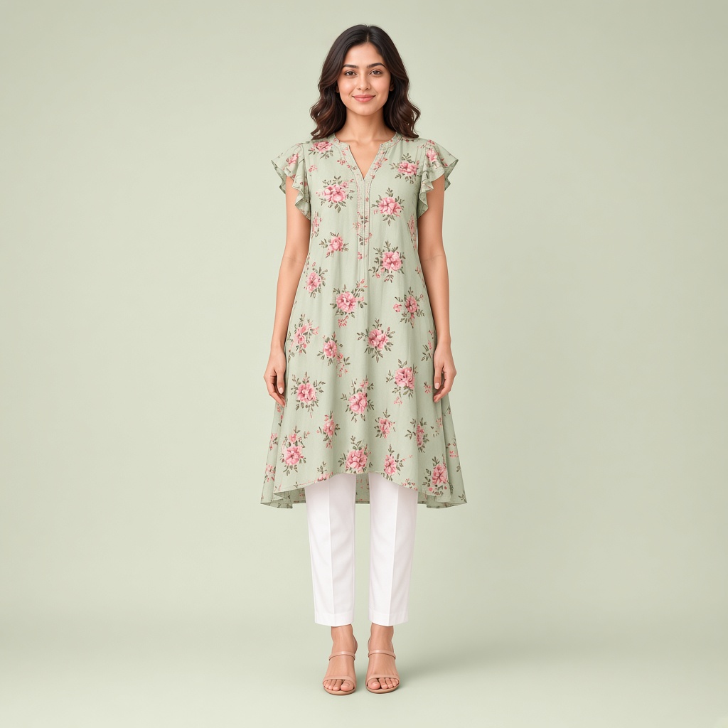 Blush Floral A-Line Kurti