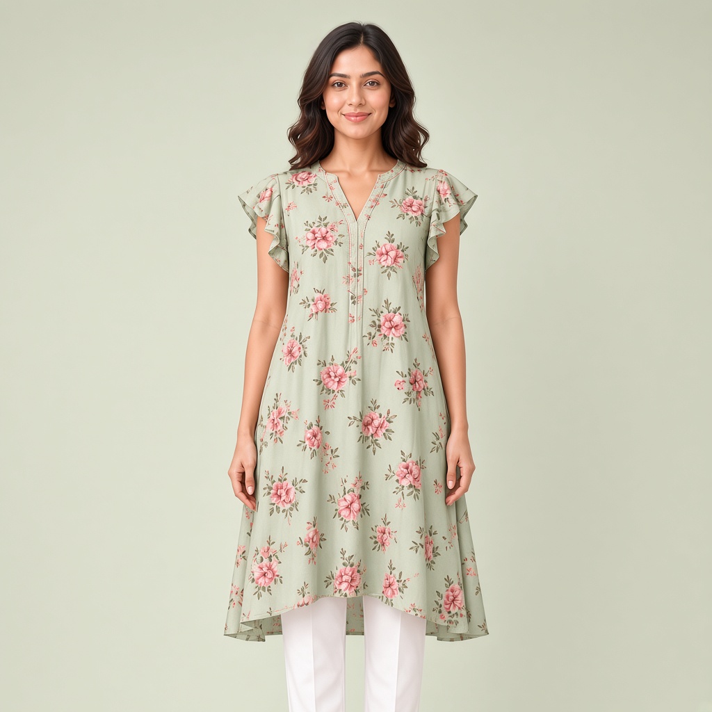 Blush Floral A-Line Kurti