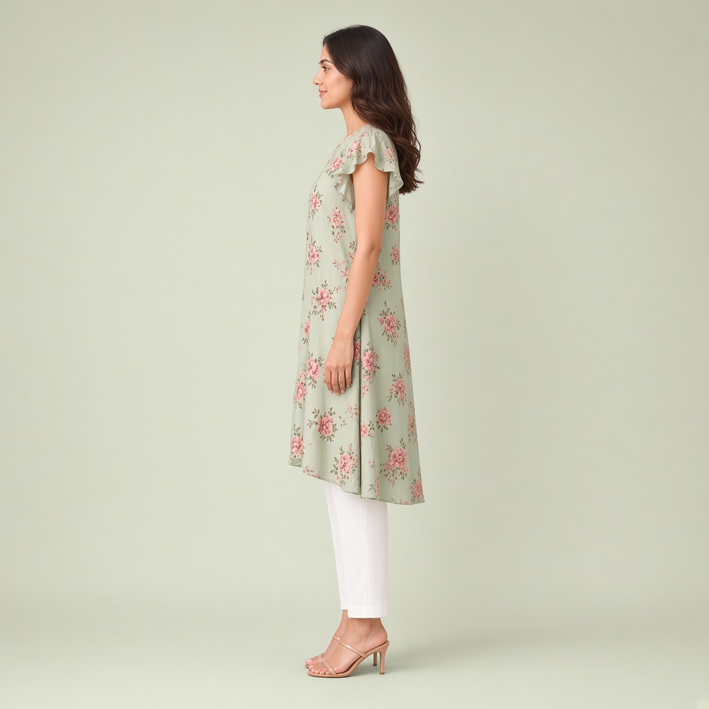 Blush Floral A-Line Kurti