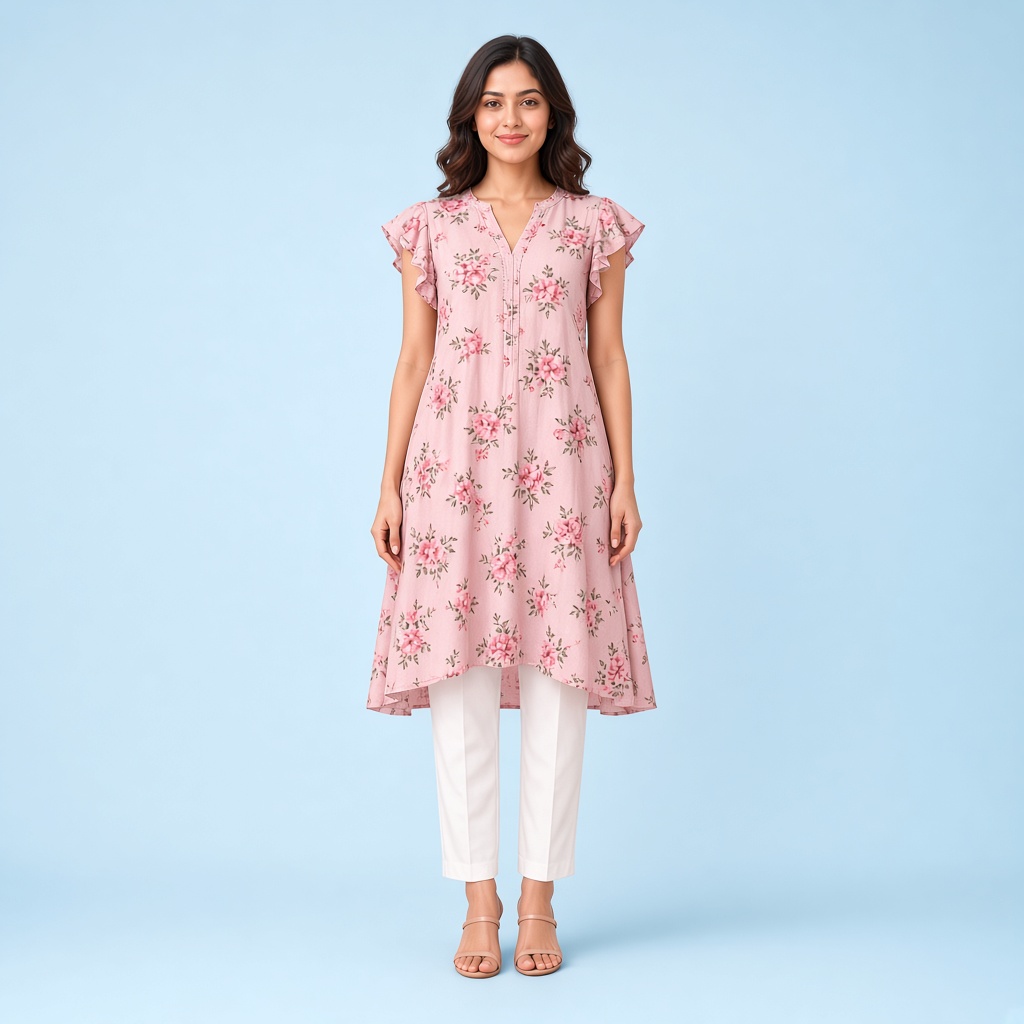 Blush Floral A-Line Kurti