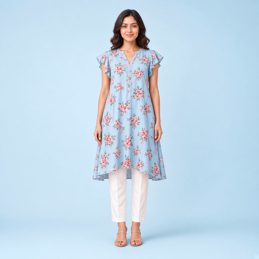 Blush Floral A-Line Kurti