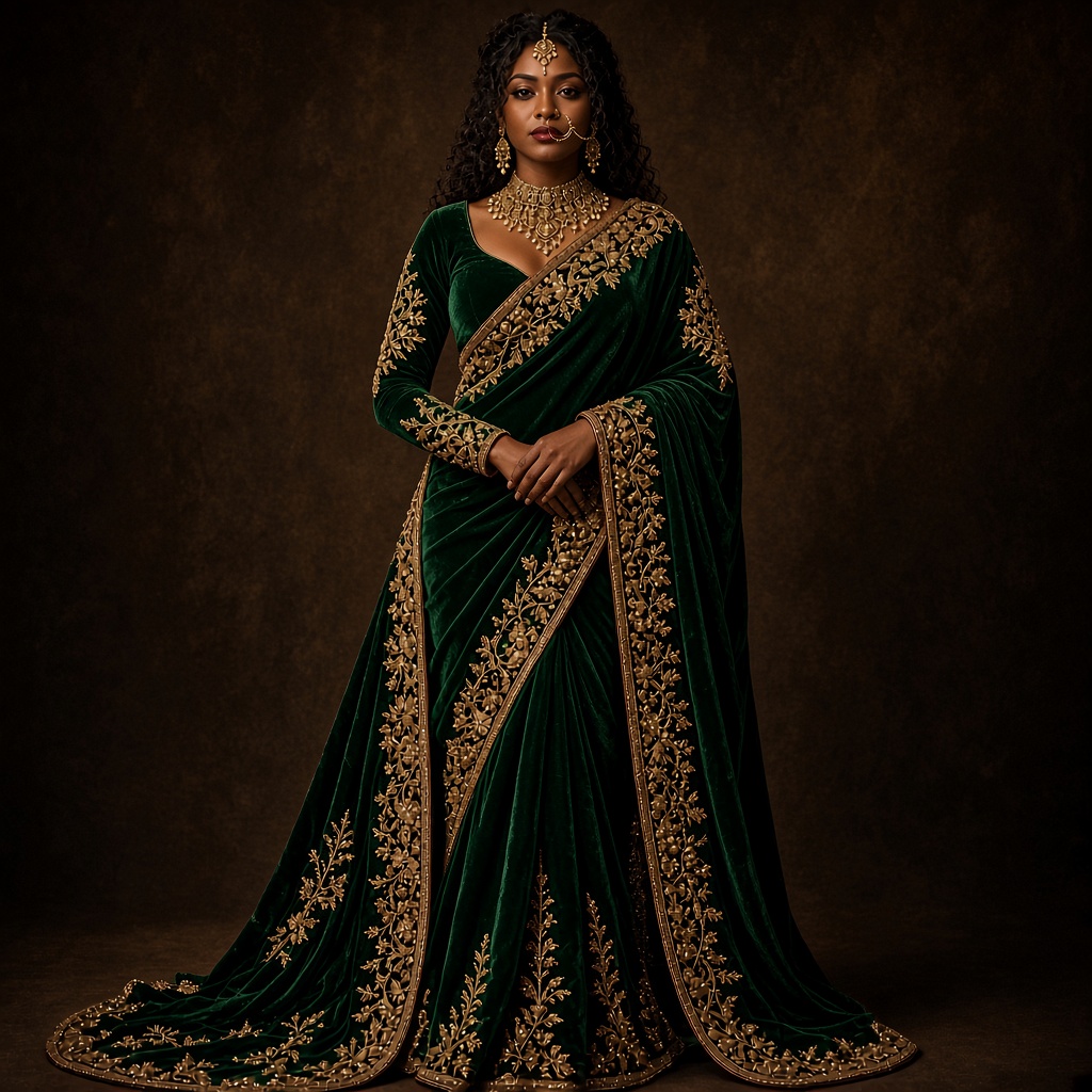 Bridal Velvet Zardosi Saree