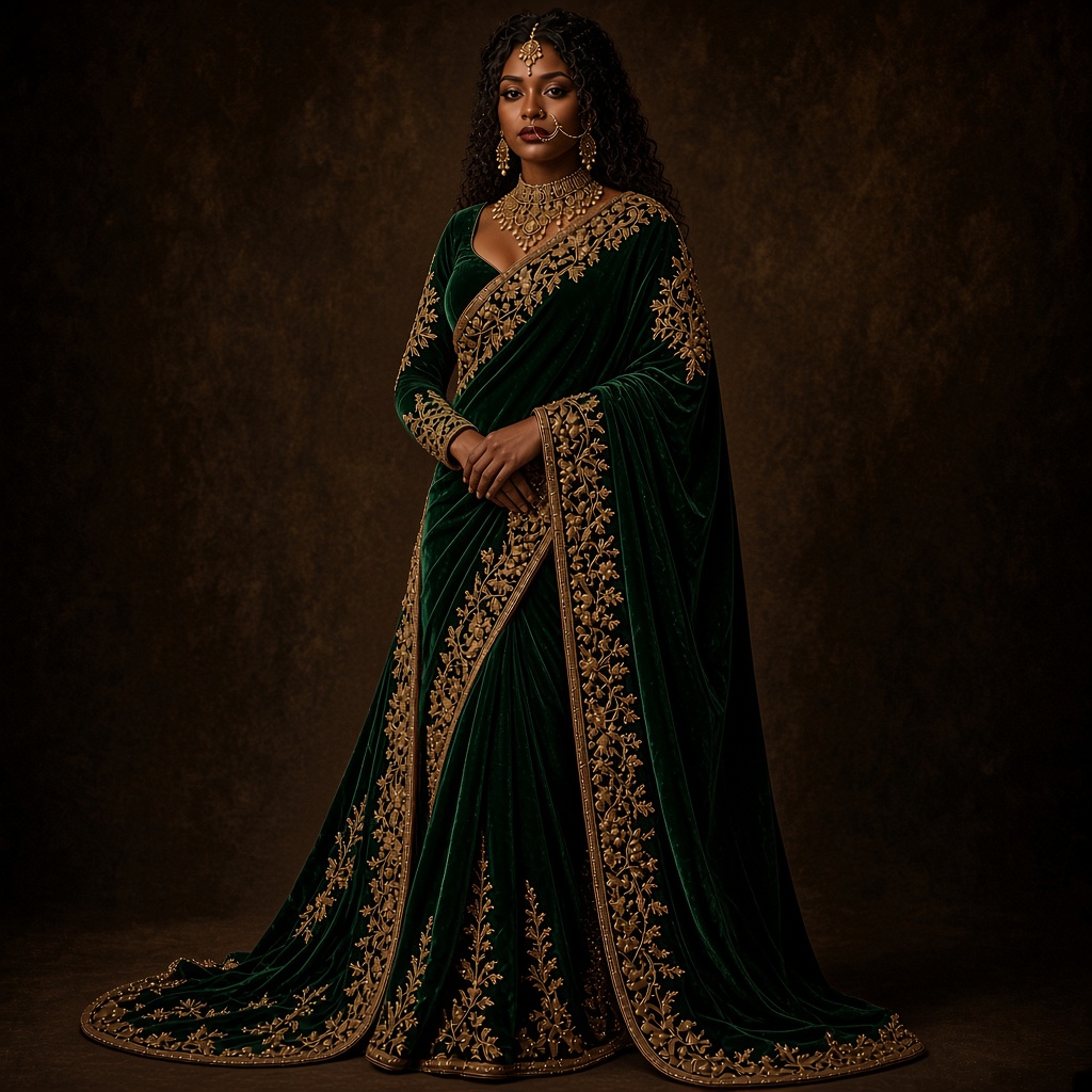 Bridal Velvet Zardosi Saree