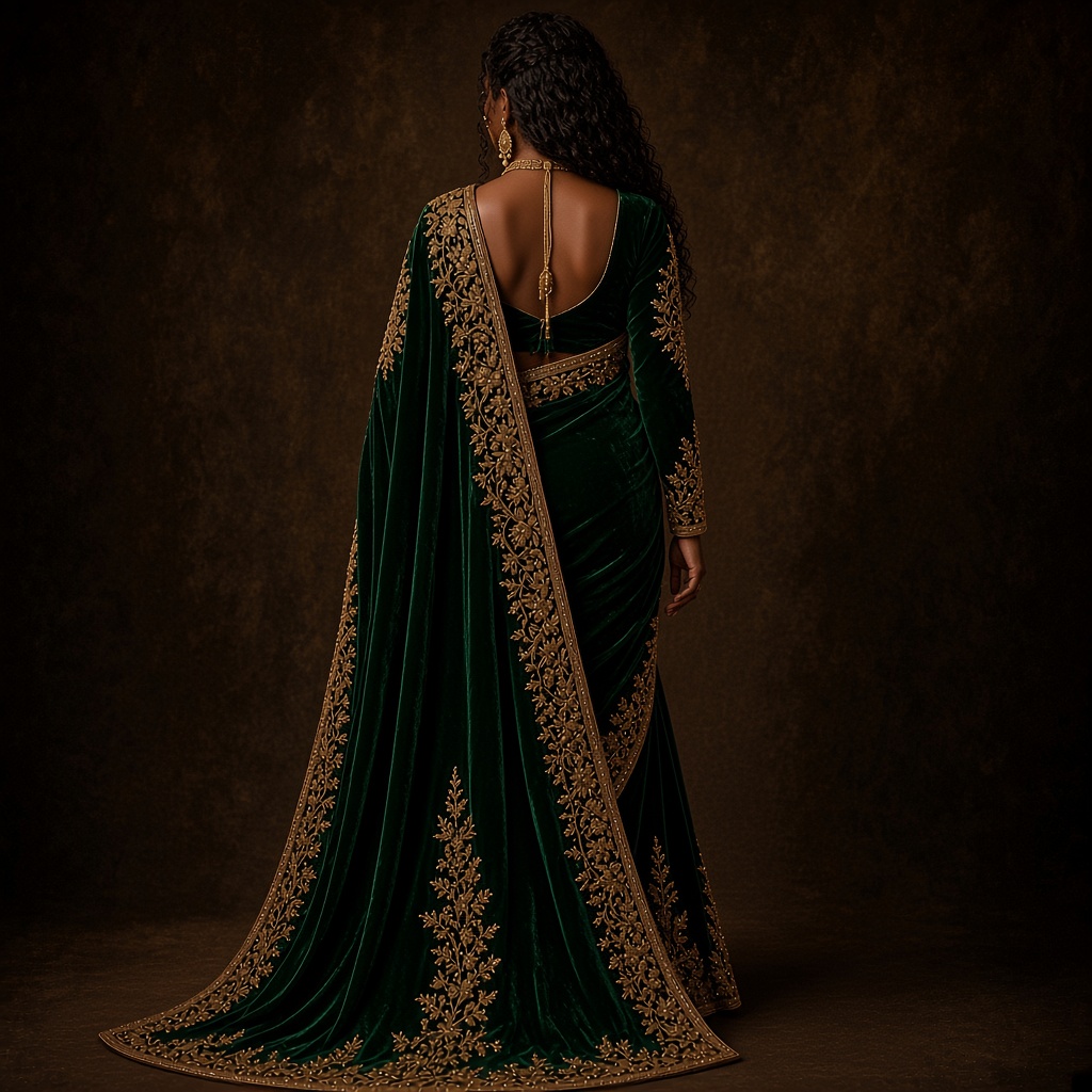 Bridal Velvet Zardosi Saree