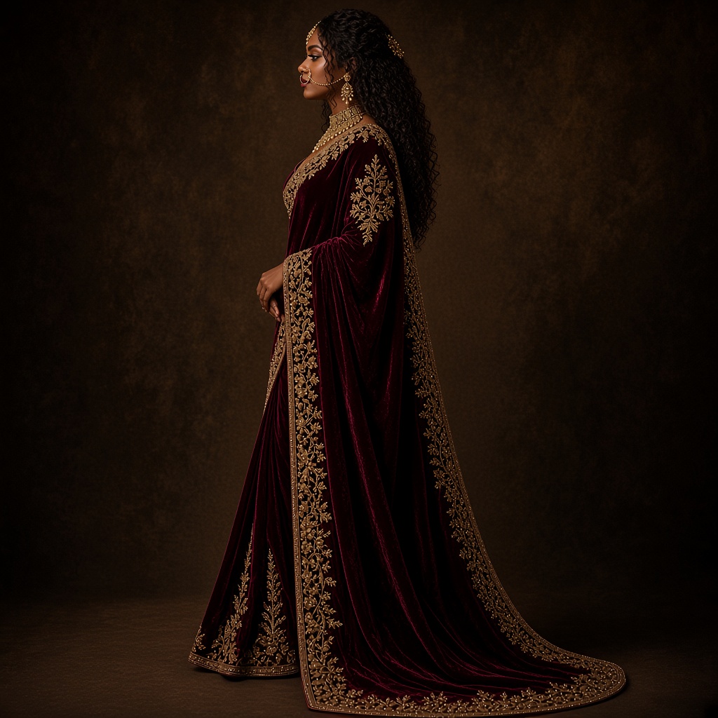 Bridal Velvet Zardosi Saree