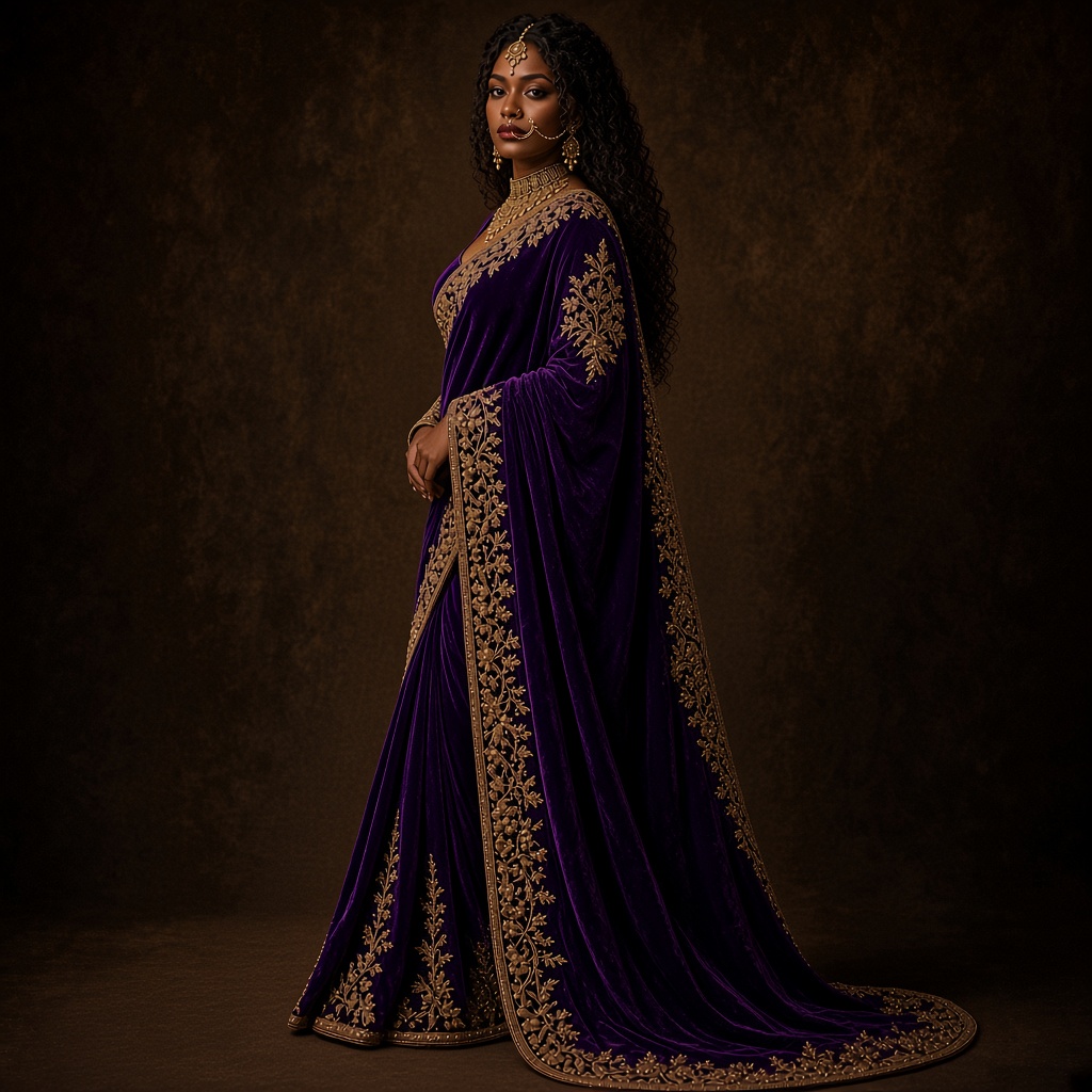 Bridal Velvet Zardosi Saree