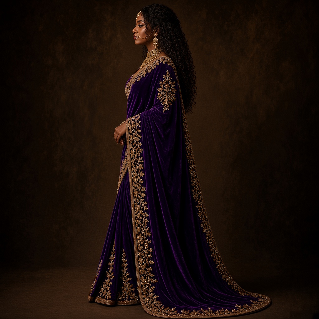 Bridal Velvet Zardosi Saree
