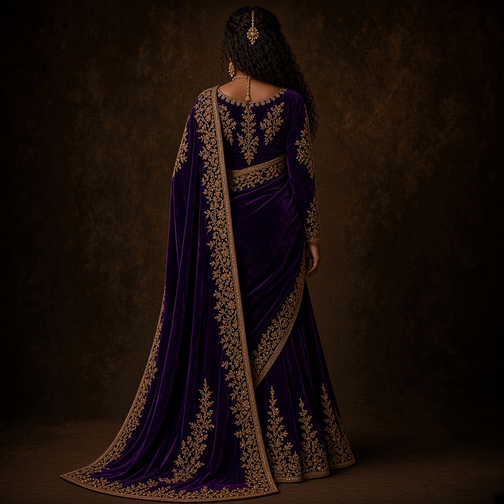 Bridal Velvet Zardosi Saree