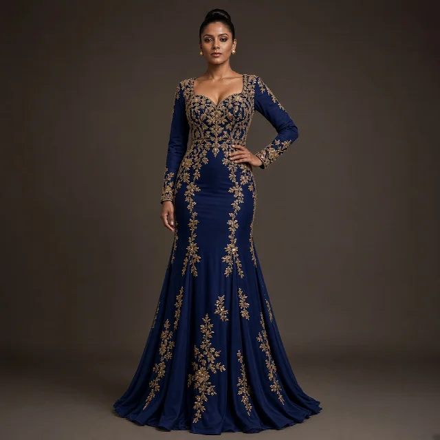 Burgundy Embroidered Party Gown thumbnail