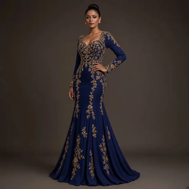Burgundy Embroidered Party Gown thumbnail