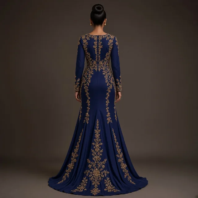 Burgundy Embroidered Party Gown thumbnail