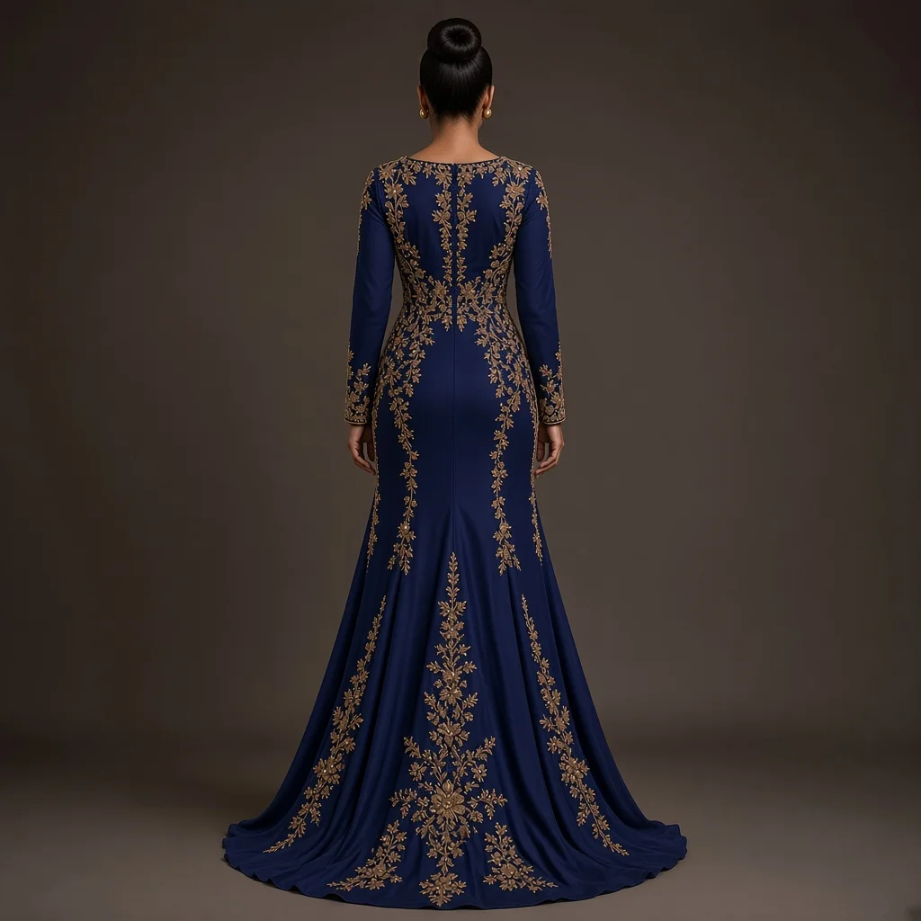 Burgundy Embroidered Party Gown