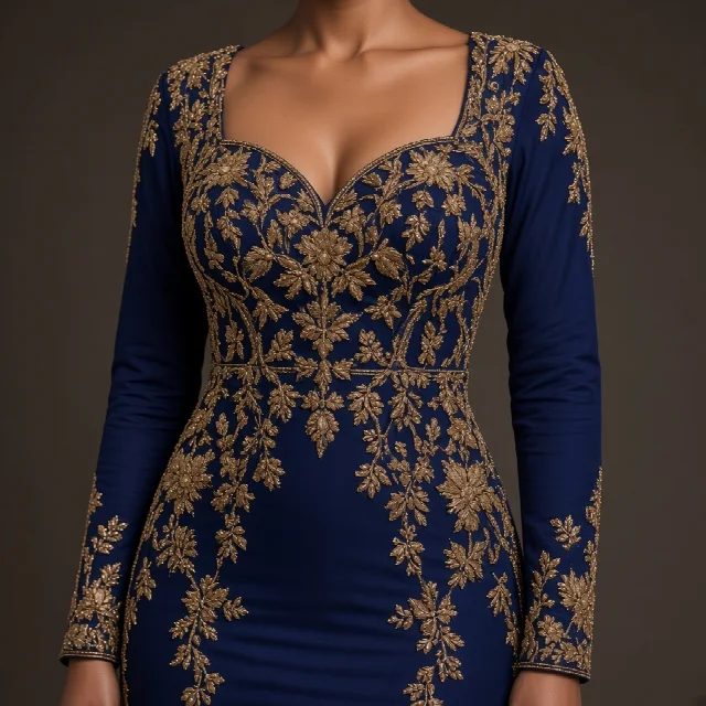 Burgundy Embroidered Party Gown thumbnail
