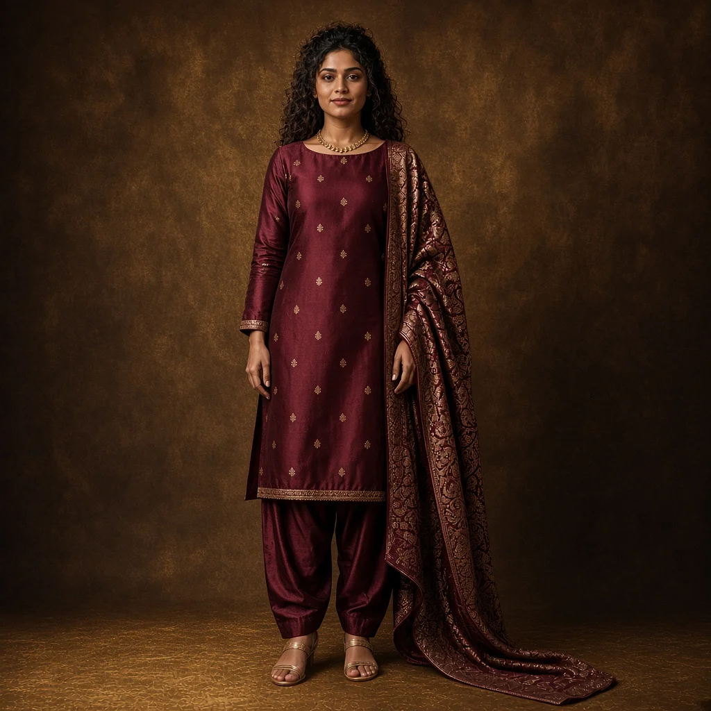 Burgundy Silk Festive Suit