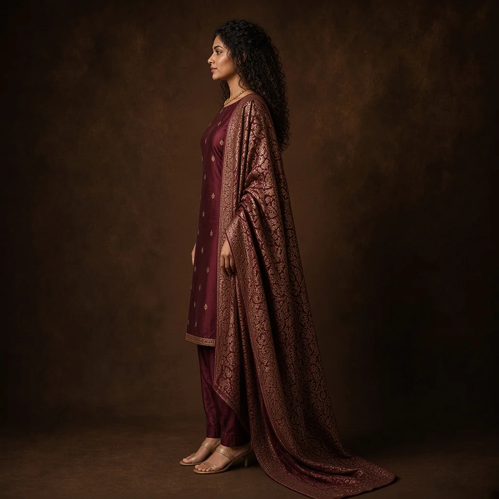 Burgundy Silk Festive Suit