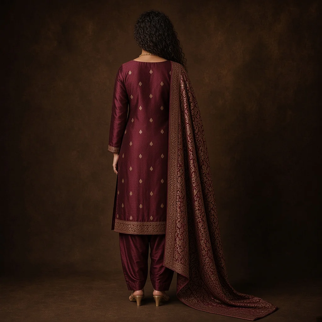 Burgundy Silk Festive Suit