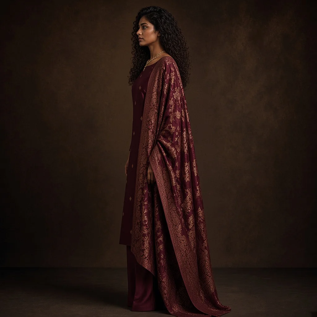 Burgundy Silk Suit Set